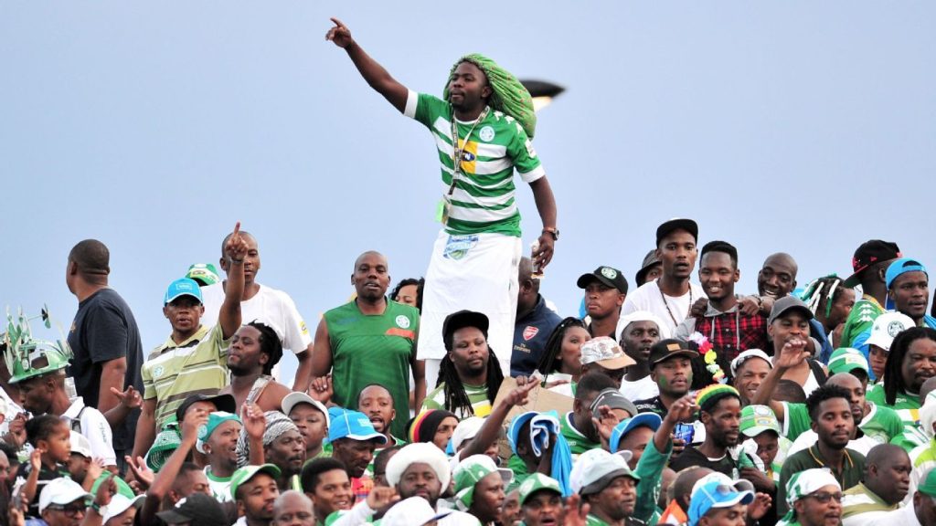 Former PSL club Bloemfontein Celtic supporters watching a game. 