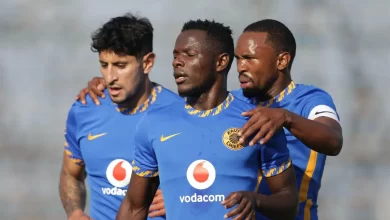 Lazarous Kambole with his Kaizer Chiefs teammates during his stint at the club