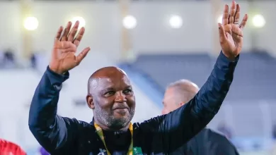 Pitso Mosimane in the dugout for Al-Ahli Saudi as they gained promotion to the Saudi Pro League