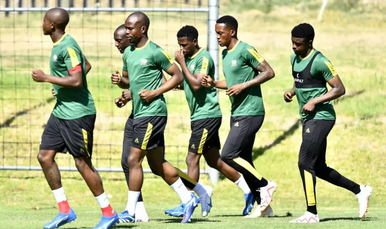 Bafana Bafana players at training for AFCON