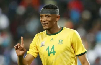 Mothobi Mvala of Bafana Bafana during a game