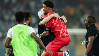 Ronwen Williams celebrates after saving Cape Verde penalties