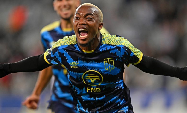 Khanyisa Mayo in action for Cape Town City in the DStv Premiership