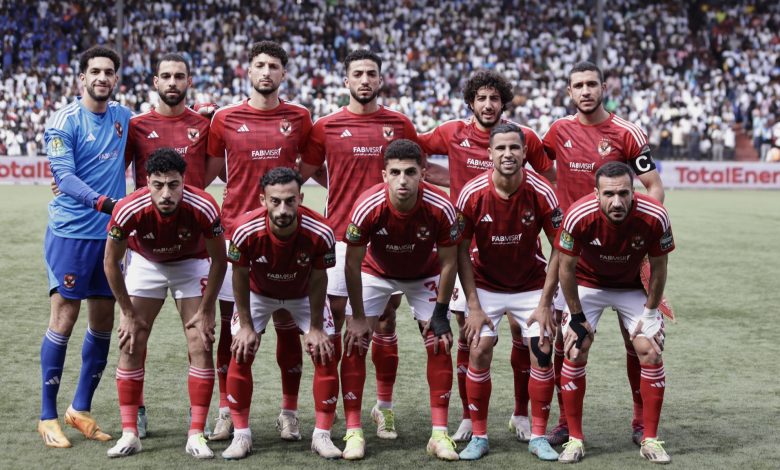Al Ahly players pose for a team photo