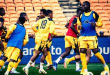 Kaizer Chiefs during a warm up session in the DStv Premiership