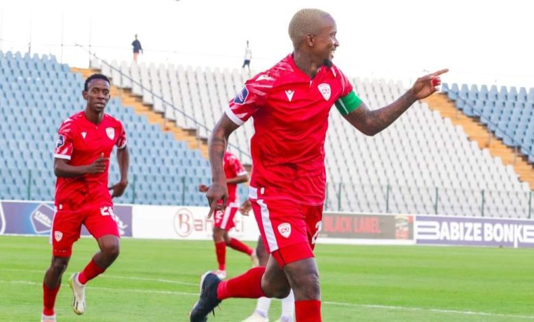 Linda Mntambo celebrates a goal for Sekhukhune United